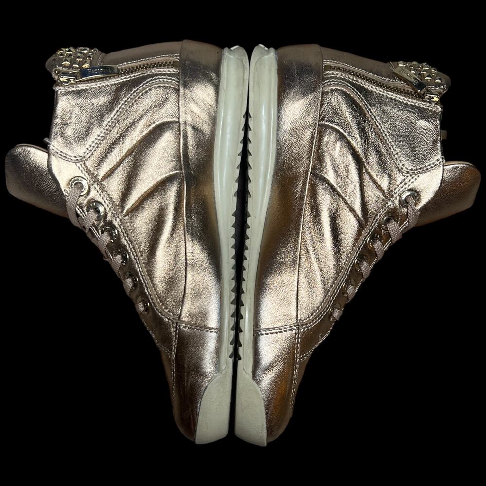 CESARE PACIOTTI Luxury 4US Women's 37/US 7 Gold High Top Sneakers Studs - Picture 10 of 16